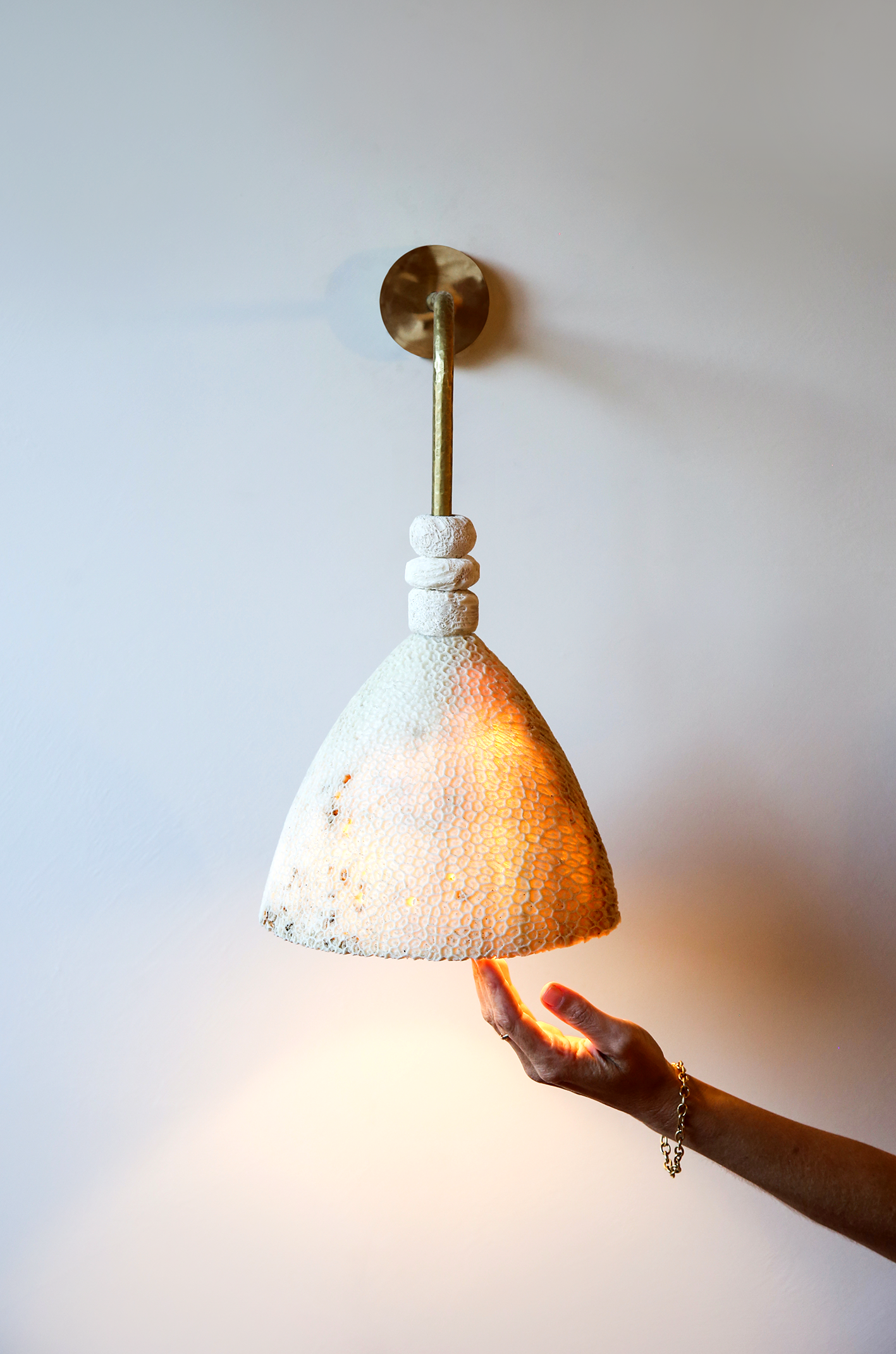 FOSSIL CORAL ARC CONE Wall Light