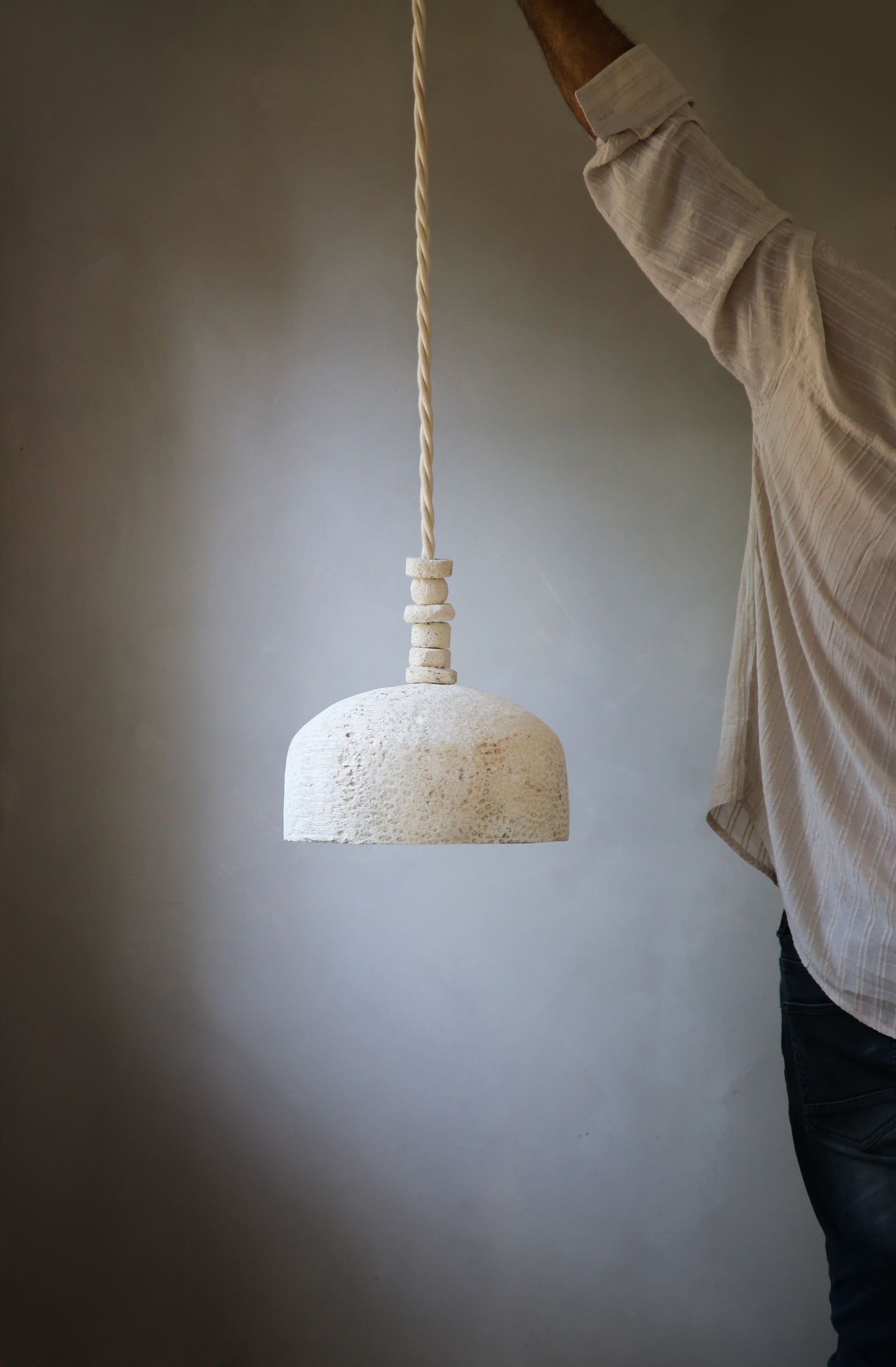 FOSSIL CORAL DOME Pendant